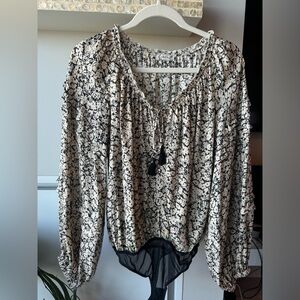 Free People Long Sleeve Floral Bodysuit